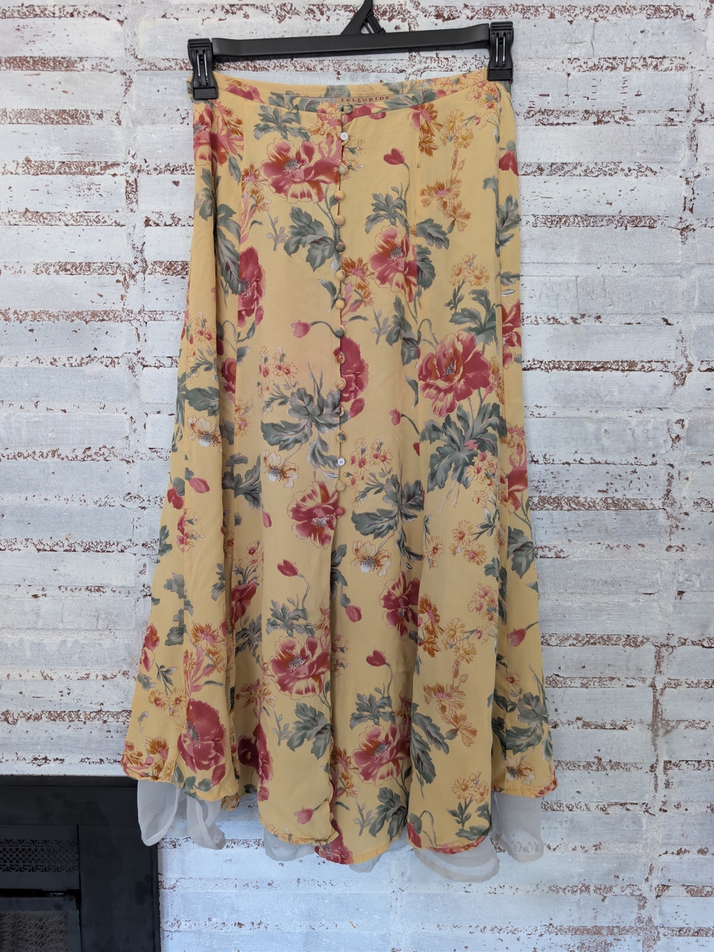 Vintage Telluride Floral Skirt With Button Details